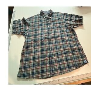 Cremieux classic Men’s collared  button down shirt plaid green XL
